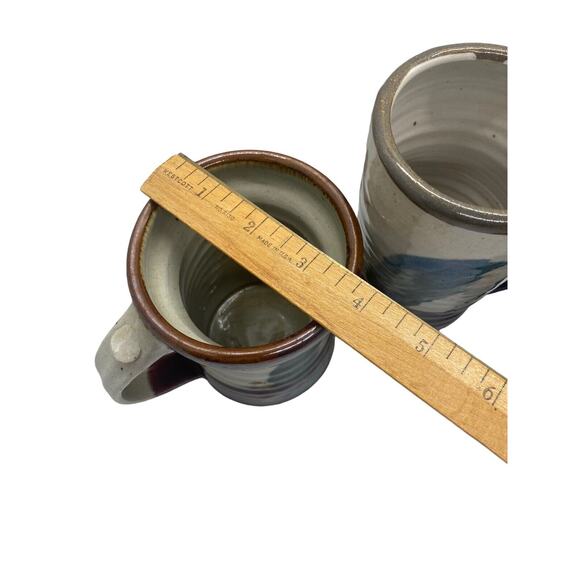 Hand Thrown Studio Art Pottery Handled Coffee Mugs and Tumbler SET Of 4 - Picture 6 of 13